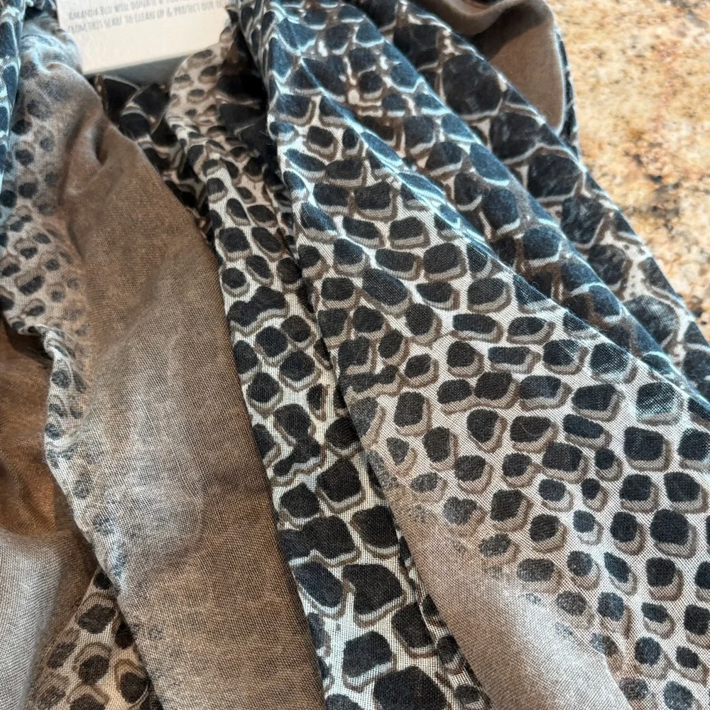 Amanda Blu Elegant Brown and Black Patterned Scarf from Recycled Materials